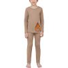 Arshienr Boys Thermal Underwear Set 2-Piece Base Layer Fleece Lined Long Johns Top Bottom Warm Set for Cold Weather(Khaki)
