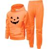 Arshiner 2 Piece Outfit Boys Pullover Hoodies Sweatshirt Suit For Kids Tracksuit Set(Orange Print)