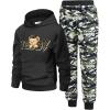 Arshiner 2 Piece Outfit Boys Pullover Hoodies Sweatshirt Suit For Kids Tracksuit Set(Teddy Balck/Camo)