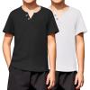 Arshiner 2-Pack Boy’s Henley Shirt Short Sleeve Cotton T-Shirt with Multi Color 5-12 Years(Black&white)