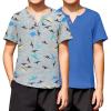 Arshiner 2-Pack Boy’s Henley Shirt Short Sleeve Cotton T-Shirt with Multi Color 5-12 Years(Dinosaur Print Gray&blue)