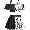 Arshiner 3 Piece Tween Girls Swimsuit Ruffle Sleeve Athletic Tankini Sport Swimwear with Swimming Skirt(Cow Print)