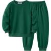 Arshiner Boy Clothes 2 Piece Color Block Sweatshirt and Pants Set Fall Winter Outfit for Toddler and Kids 2-9 Years(Green)
