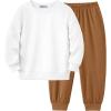 Arshiner Boy Clothes 2 Piece Color Block Sweatshirt and Pants Set Fall Winter Outfit for Toddler and Kids 2-9 Years(White & Brown)