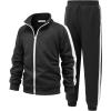 Arshiner Boy’s Active Tracksuits Sets Full Zip Sports Jogging Suits Athletic Running 2 Piece Sweatsuits for 5-13 Years(Black)