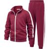 Arshiner Boy’s Active Tracksuits Sets Full Zip Sports Jogging Suits Athletic Running 2 Piece Sweatsuits for 5-13 Years(Burgundy)