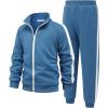Arshiner Boy’s Active Tracksuits Sets Full Zip Sports Jogging Suits Athletic Running 2 Piece Sweatsuits for 5-13 Years(Lake Blue)