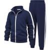 Arshiner Boy’s Active Tracksuits Sets Full Zip Sports Jogging Suits Athletic Running 2 Piece Sweatsuits for 5-13 Years(Navy Blue)