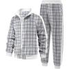 Arshiner Boy’s Active Tracksuits Sets Full Zip Sports Jogging Suits Athletic Running 2 Piece Sweatsuits for 5-13 Years(White/Black Plaid)