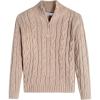 Arshiner Boy’s Cable Knitted Sweater Half Zip Lightweight Casual Pullovers for Kids 3-12 Years(Cable Khaki)