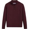 Arshiner Boy’s Cable Knitted Sweater Half Zip Lightweight Casual Pullovers for Kids 3-12 Years(Diamond Cable Burgundy)