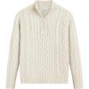 Arshiner Boy’s Cable Knitted Sweater Half Zip Lightweight Casual Pullovers for Kids 3-12 Years(Diamond Cable Off White)
