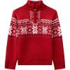 Arshiner Boy’s Cable Knitted Sweater Half Zip Lightweight Casual Pullovers for Kids 3-12 Years(Jersey Knit Red/White)