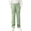 Arshiner Boys Cargo Pants Kids Elastic Waist Casual Athletic Jogger Sweatpants Open Bottom Baggy Pants with Pockets(Light Green)