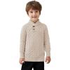 Arshiner Boys Crewneck Long Sleeve Textured Ribbed Edge Pullover Sweaters Button Up Knitted Sweater Tops(Light Almond)