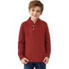 Arshiner Boys Crewneck Long Sleeve Textured Ribbed Edge Pullover Sweaters Button Up Knitted Sweater Tops(Red)