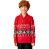 Arshiner Boys Crewneck Long Sleeve Textured Ribbed Edge Pullover Sweaters Button Up Knitted Sweater Tops(Red-snowflake)