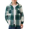 Arshiner Boys Flannel Shirts Kids Button Down Plaid Shirt Casual Long Sleeve Shirt Tops Boys and Girls Fall Plaid Jacket(Green White)
