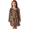 Arshiner Boys Girls Flannel Bathrobes Soft Fuzzy Hooded Robe Sleepwear with Belt for Kids(Classic Leopard)