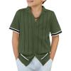Arshiner Boys Knit Shirts Short Sleeve Button Down Shirt Vintage Fashion Casual Summer Beach Shirts for Kids 5-13 Years(Army Green)