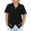 Arshiner Boys Knit Shirts Short Sleeve Button Down Shirt Vintage Fashion Casual Summer Beach Shirts for Kids 5-13 Years(Black)