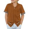 Arshiner Boys Knit Shirts Short Sleeve Button Down Shirt Vintage Fashion Casual Summer Beach Shirts for Kids 5-13 Years(Brown)