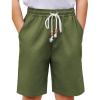 Arshiner Boys Linen Shorts with Elastic Waist Breathable Summer Beach Shorts for Kids 5-13 Years(Army Green)