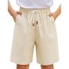 Arshiner Boys Linen Shorts with Elastic Waist Breathable Summer Beach Shorts for Kids 5-13 Years(Beige)
