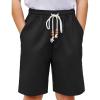 Arshiner Boys Linen Shorts with Elastic Waist Breathable Summer Beach Shorts for Kids 5-13 Years(Black)