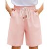 Arshiner Boys Linen Shorts with Elastic Waist Breathable Summer Beach Shorts for Kids 5-13 Years(Light Pink)