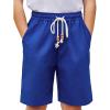 Arshiner Boys Linen Shorts with Elastic Waist Breathable Summer Beach Shorts for Kids 5-13 Years(Navy Blue)