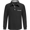 Arshiner Boy’s Long Sleeve Plaid Trim Polo Shirt School Uniform Shirt with Pocket for 4-12 Years(Black)