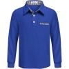 Arshiner Boy’s Long Sleeve Plaid Trim Polo Shirt School Uniform Shirt with Pocket for 4-12 Years(Blue)