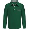 Arshiner Boy’s Long Sleeve Plaid Trim Polo Shirt School Uniform Shirt with Pocket for 4-12 Years(Green)