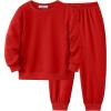 Arshiner Boys Long Sleeve Red Sweatshirt and Pants Set Holiday Clothes for Kids 6-7 Years
