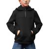 Arshiner Boy’s Loose Fit Quarter-Zip Pullover Hoodie Sweatshirt – Lightweight Fleece – 4~12 Years Kids(Black)