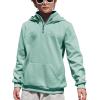 Arshiner Boy’s Loose Fit Quarter-Zip Pullover Hoodie Sweatshirt – Lightweight Fleece – 4~12 Years Kids(Malachite Green)