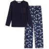 Arshiner Boys Loose-fit Pajamas Long Sleeve Top and Pants 2 Piece Pajama Set for Big Boys 5-13 Years(Blue Dinosaur)