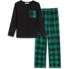 Arshiner Boys Loose-fit Pajamas Long Sleeve Top and Pants 2 Piece Pajama Set for Big Boys 5-13 Years(Green Plaid)