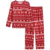 Arshiner Boys Loose-fit Pajamas Long Sleeve Top and Pants 2 Piece Pajama Set for Big Boys 5-13 Years(Red Deer)