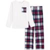 Arshiner Boys Loose-fit Pajamas Long Sleeve Top and Pants 2 Piece Pajama Set for Big Boys 5-13 Years(White Red Plaid)