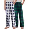 Arshiner Boys Pajama Pants 2 Pack Soft Plaid Sleepwear Kids Lounge PJ Bottoms with Pockets(Black White Plaid+blue Green Plaid)