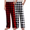 Arshiner Boys Pajama Pants 2 Pack Soft Plaid Sleepwear Kids Lounge PJ Bottoms with Pockets(Red Plaid+black Plaid)