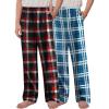 Arshiner Boys Pajama Pants 2 Pack Soft Plaid Sleepwear Kids Lounge PJ Bottoms with Pockets(Red White Plaid+blue White Plaid)