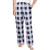 Arshiner Boys Pajama Pants Long Sleep Plaid Pants Soft Lounge Pj Bottoms with Pockets(Dark Blue White Plaid)