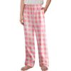 Arshiner Boys Pajama Pants Long Sleep Plaid Pants Soft Lounge Pj Bottoms with Pockets(Pink Plaid)