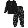 Arshiner Boys Pajamas Long Sleeve Henley Top and Pants Boys 2 Piece Pajama Set Sleepwear for 6-14 Years(Black Moon)