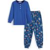 Arshiner Boys Pajamas Long Sleeve Henley Top and Pants Boys 2 Piece Pajama Set Sleepwear for 6-14 Years(Blue)