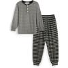 Arshiner Boys Pajamas Long Sleeve Henley Top and Pants Boys 2 Piece Pajama Set Sleepwear for 6-14 Years(Grey)