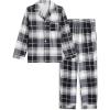 Arshiner Boys Pajamas Set Long Sleeve Button-Down Sleepwear 2 Piece Pjs Set for Boys 5-13 Years(Black Plaid)
